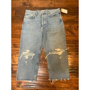 AGOLDE Blue Medium Wash 90's Jeans Distressed Denim Jeans, Size 32